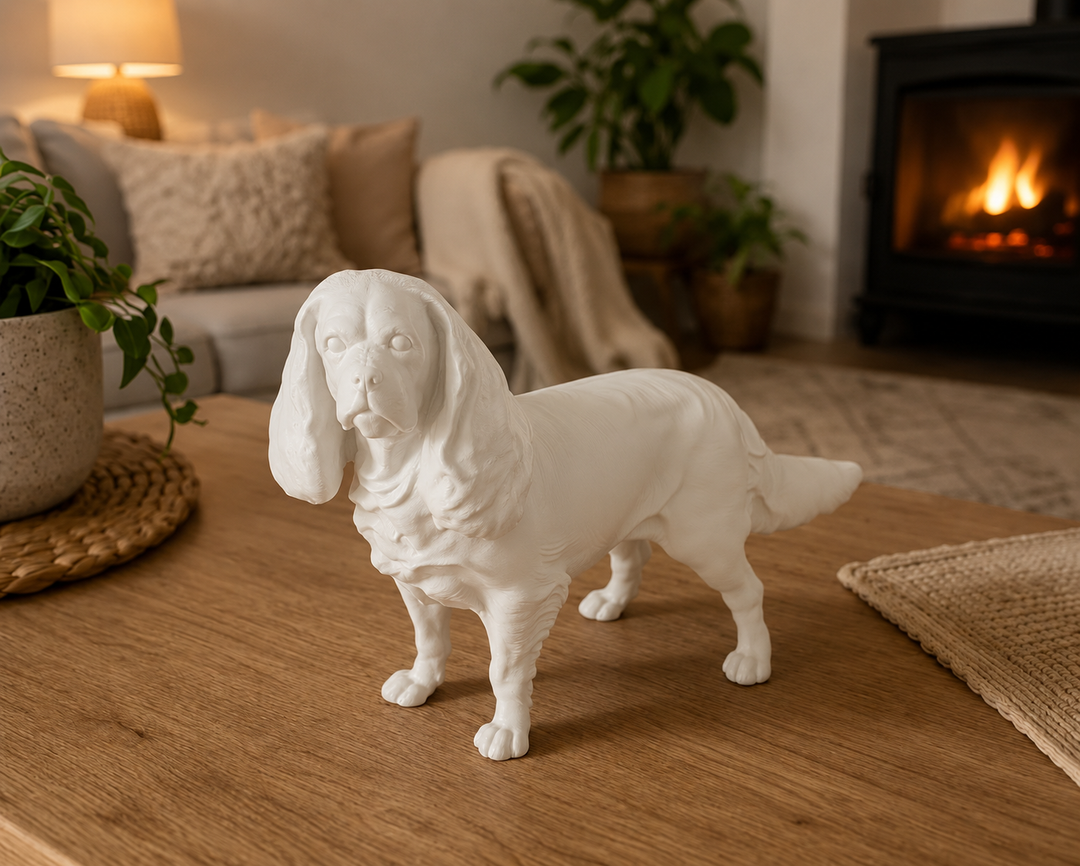 Wit King Charles Spaniel hondenbeeld voor modern interieur