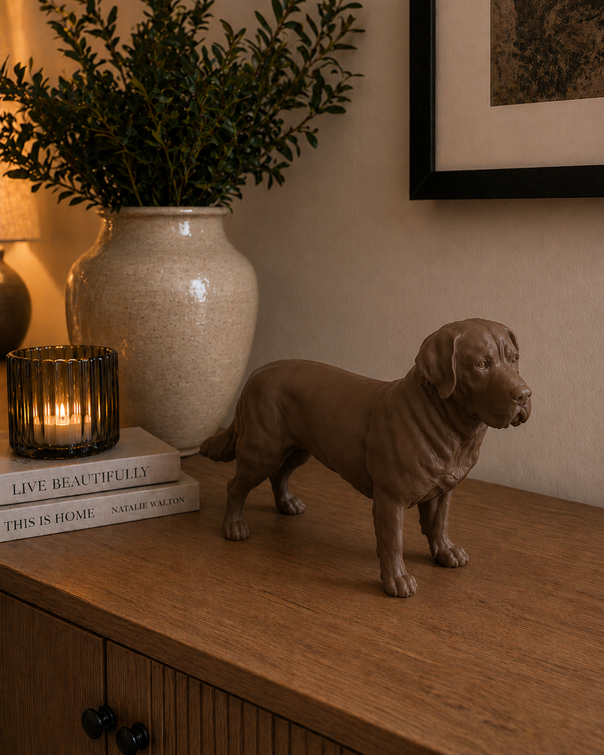 Bruin Mastin Espagnol decoratiebeeld als stijlvolle interieurdecoratie