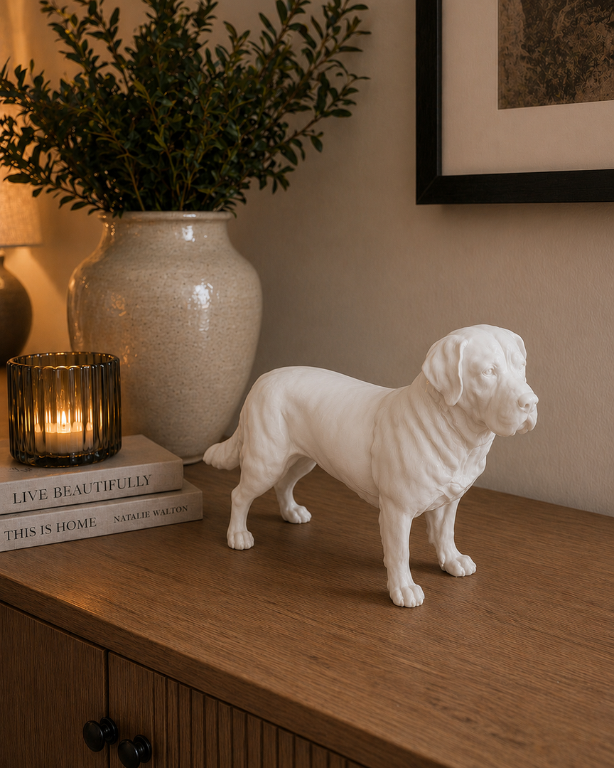 Wit Mastin Espagnol hondenbeeld voor modern interieur