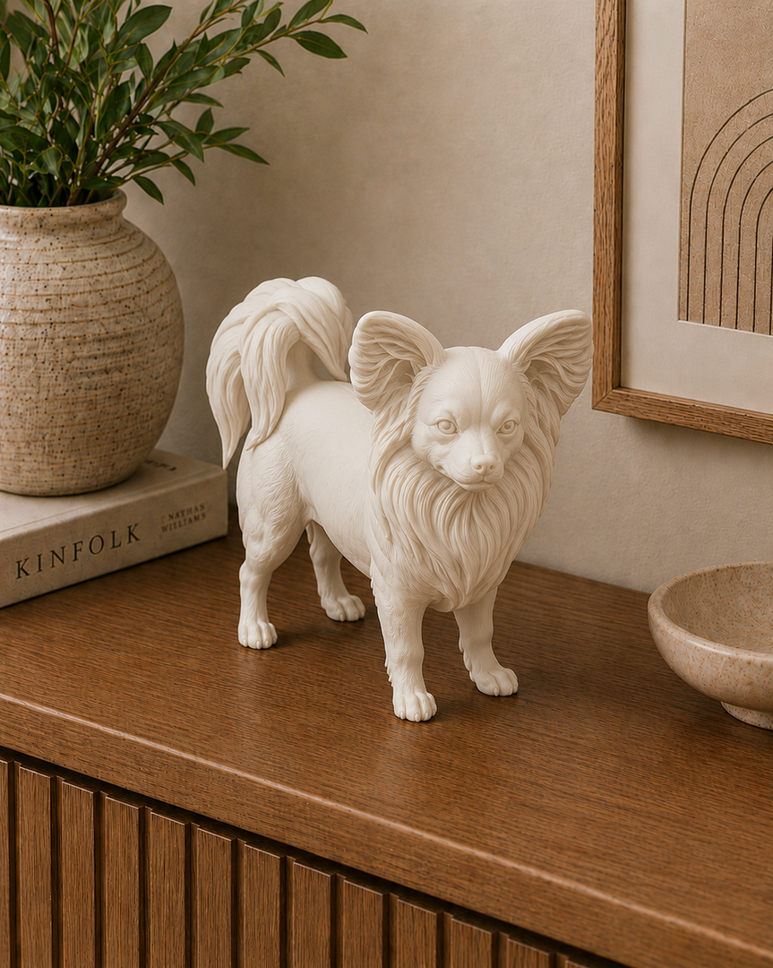 Wit Papillon hondenbeeld voor modern interieur