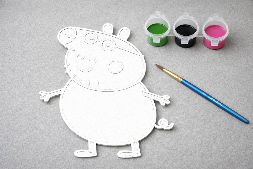 Peppa Pig Papa Pig verfbaar figuur met verfpotjes en penseel, 3D-geprinte knutselset voor kinderen van Hunoba Creative