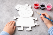 Peppa Pig verfbaar figuur met verfpotjes en penseel, creatieve knutselset voor kinderen van Hunoba Creative.