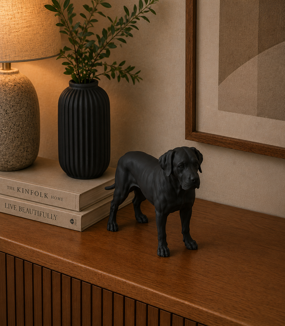 Zwart Presa Canario hondenbeeld als moderne woondecoratie