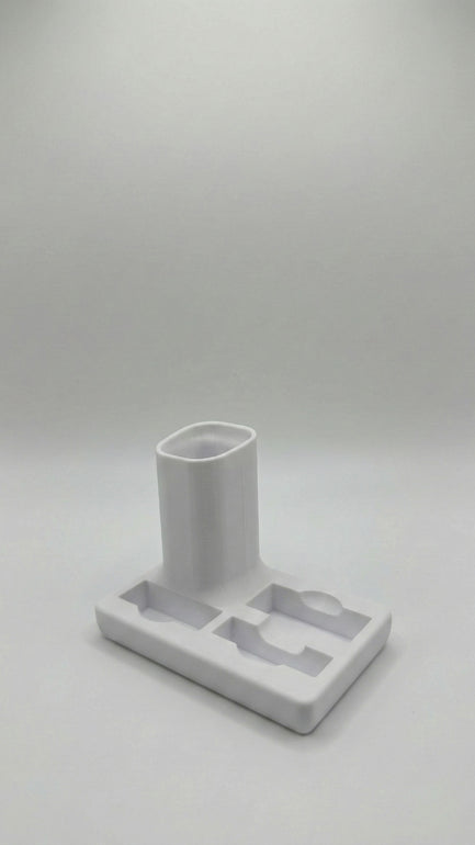 video oneblade houder met antislip en laadfunctie in gebruik