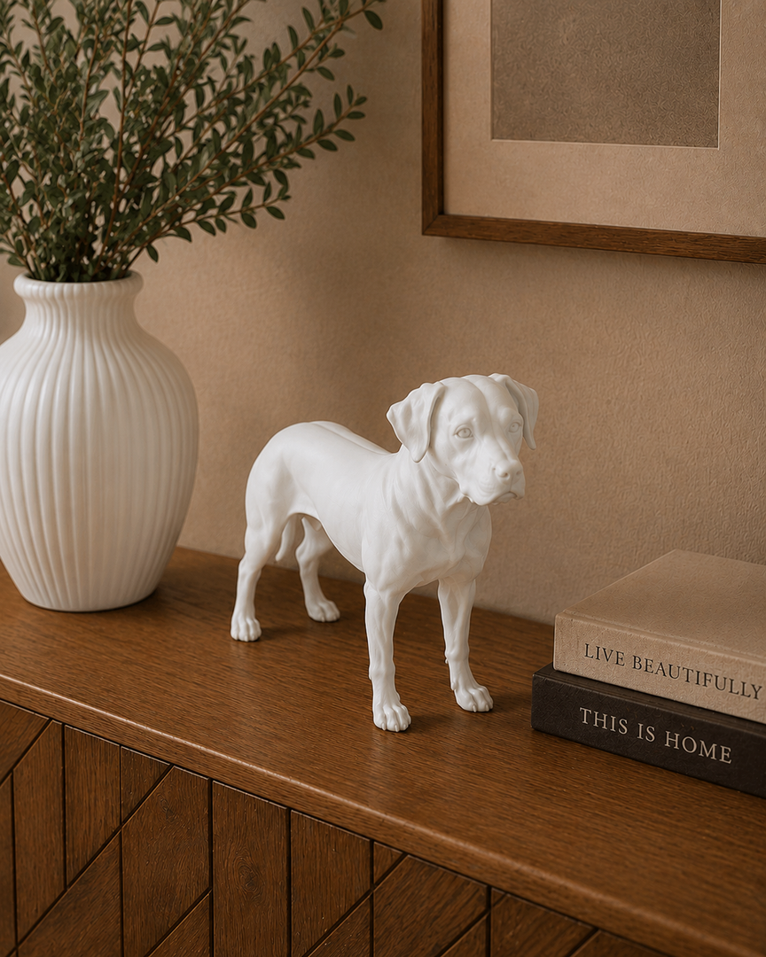 Wit Rhodesian Ridgeback hondenbeeld voor modern interieur