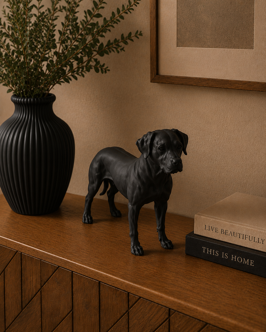 Zwart Rhodesian Ridgeback hondenbeeld als moderne woondecoratie