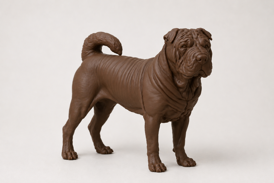 Bruin Shar Pei decoratiebeeld als stijlvolle interieurdecoratie