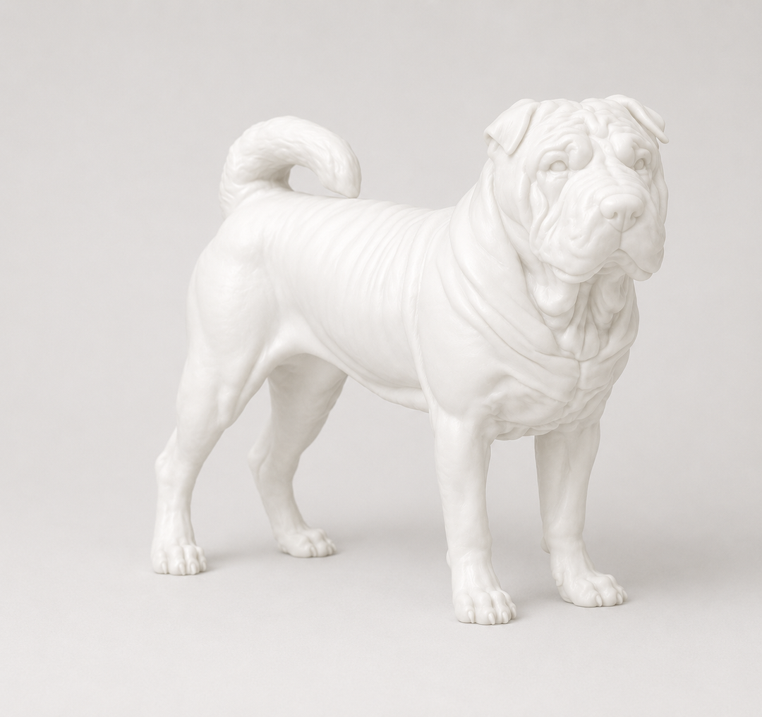 Wit Shar Pei hondenbeeld voor modern interieur