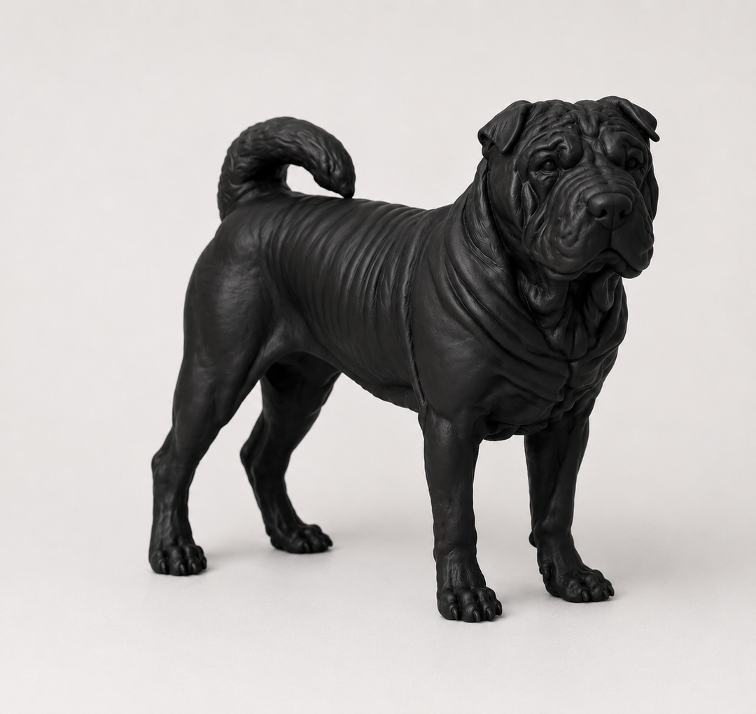 Zwart Shar Pei hondenbeeld als moderne woondecoratie