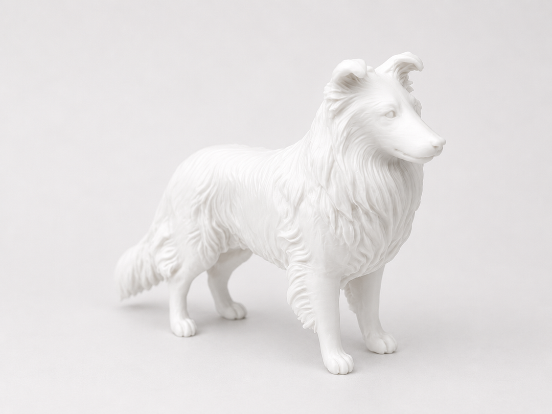 Wit Shetland Sheepdog hondenbeeld voor modern interieur