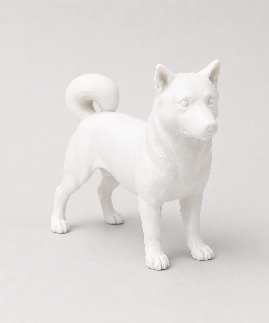 Wit Shiba Inu hondenbeeld voor modern interieur