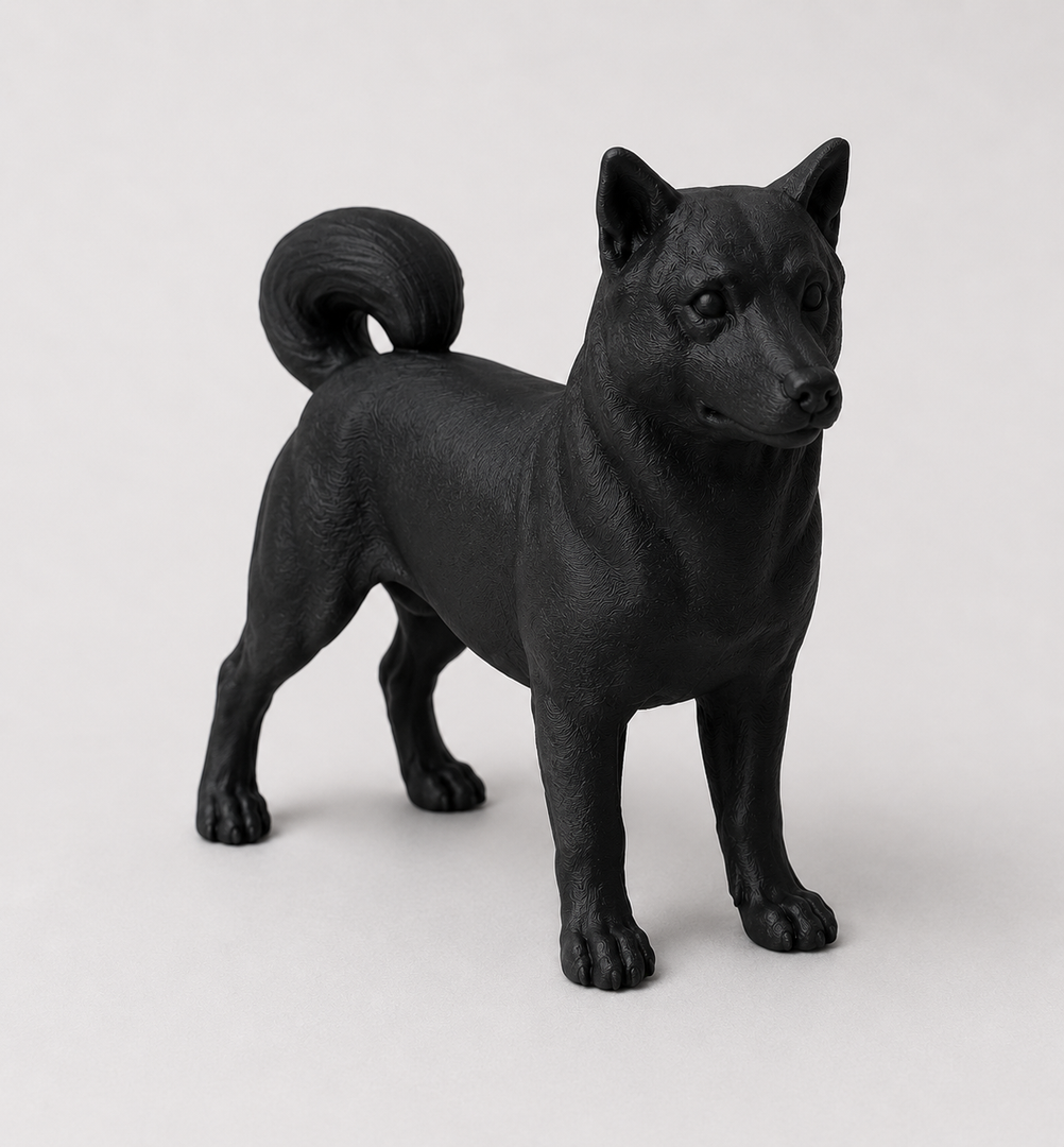 Zwart Shiba Inu hondenbeeld als moderne woondecoratie