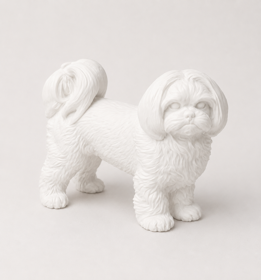 Wit Shih Tzu hondenbeeld voor modern interieur