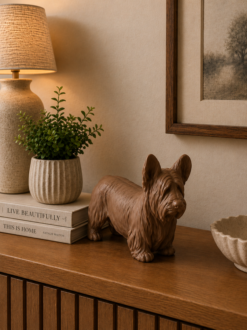 Bruin Skye Terrier decoratiebeeld als stijlvolle interieurdecoratie
