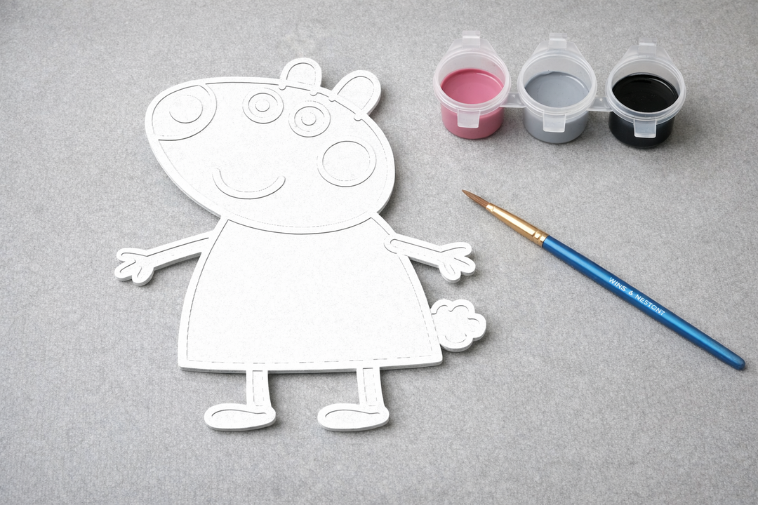 Suzy Sheep verfbaar figuur uit Peppa Pig met verfpotjes en penseel, creatieve knutselset voor kinderen van Hunoba Creative