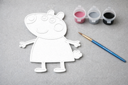 Suzy Sheep verfbaar figuur uit Peppa Pig met verfpotjes en penseel, creatieve knutselset voor kinderen van Hunoba Creative