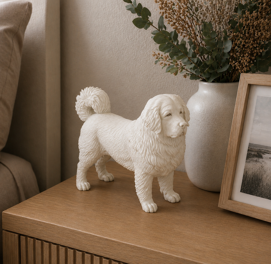 Wit Tibetaanse Mastiff hondenbeeld voor modern interieur