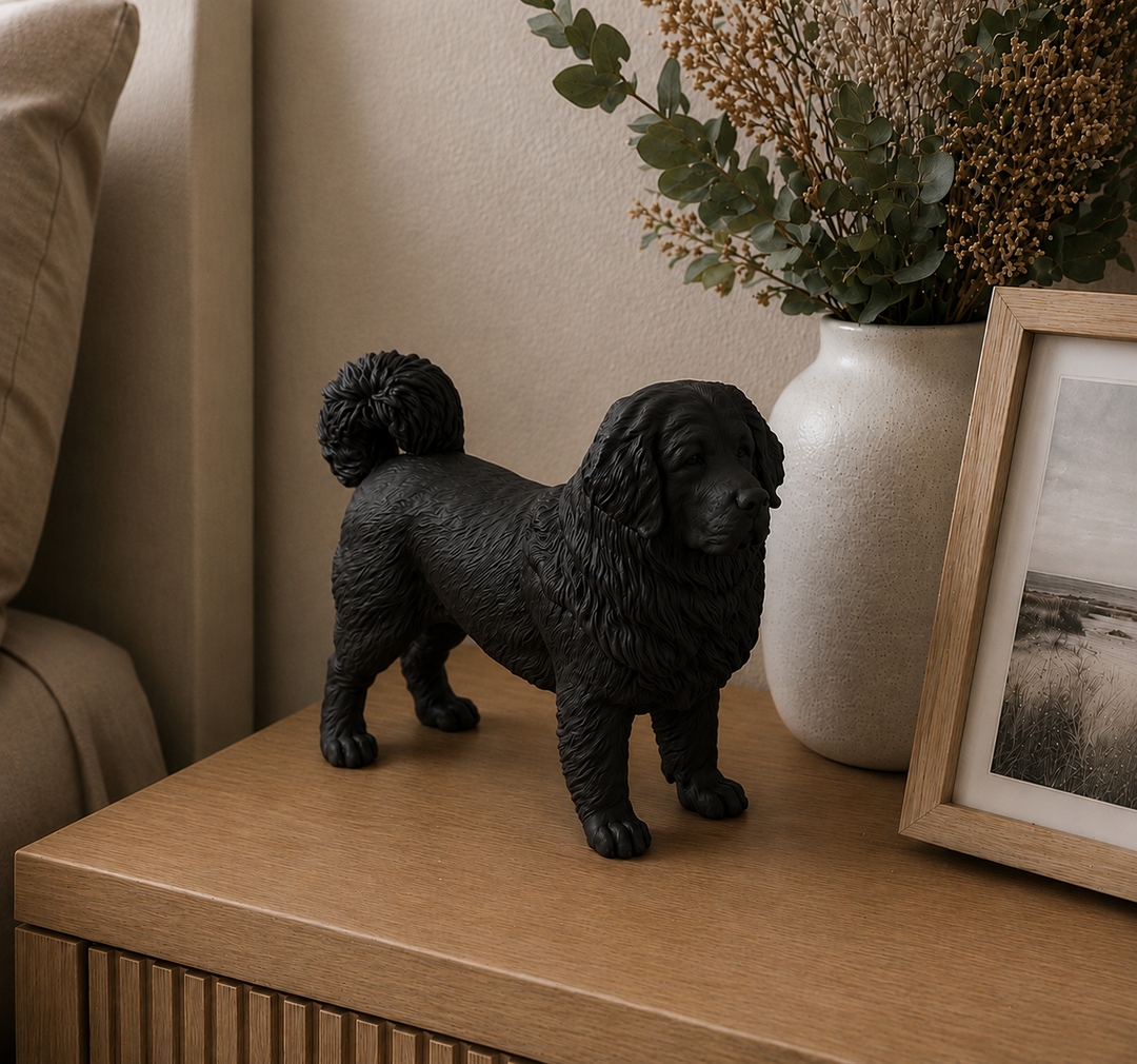 Zwart Tibetaanse Mastiff hondenbeeld als moderne woondecoratie