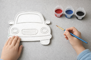 Kind schildert verfbare auto figuur 3D-geprint DIY knutselobject van Hunoba Creative