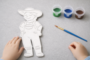 Kind schildert verfbare Boerin Yumi figuur 3D-geprint DIY knutselobject van Hunoba Creative