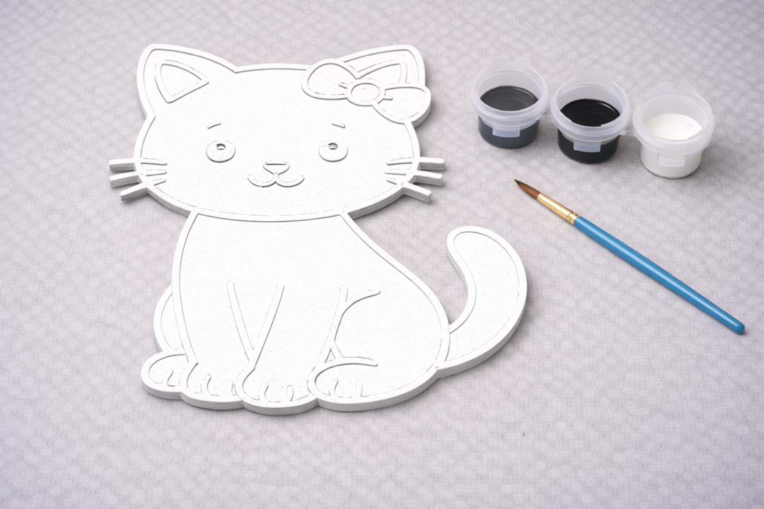 Verfbare kat figuur 3D-geprint DIY knutselobject met verf van Hunoba Creative