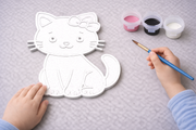 Kind schildert verfbare kat figuur 3D-geprint DIY knutselobject van Hunoba Creative