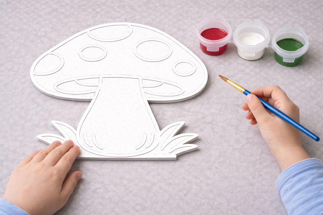 Verfbare paddenstoel figuur 3D-geprint DIY knutselobject met verf van Hunoba Creative
