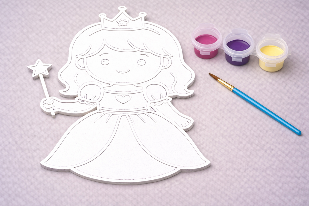 Verfbare prinses figuur 3D-geprint DIY knutselobject met verf van Hunoba Creative