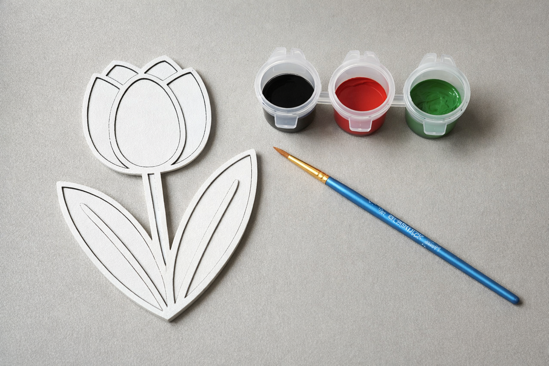 Verfbare tulp figuur 3D-geprint DIY knutselobject met verf van Hunoba Creative