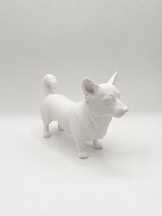 Wit Welsh Corgi hondenbeeld voor modern interieur