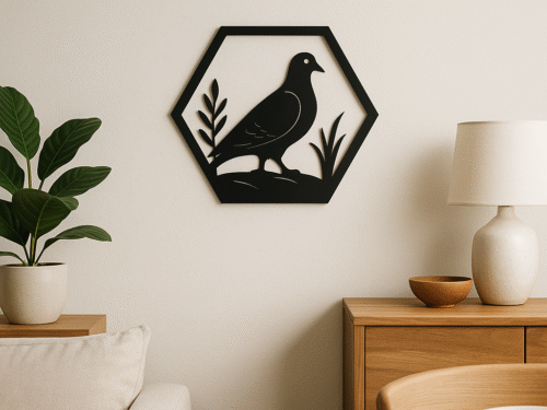 Wanddecoratie Duif in frame – symbool van rust en vrijheid