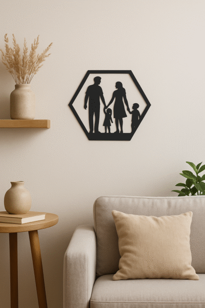 Wanddecoratie Familie in frame – 2 ouders en 2 kinderen