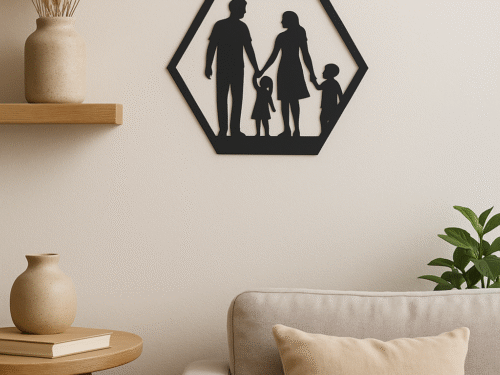Wanddecoratie Familie in frame – 2 ouders en 2 kinderen