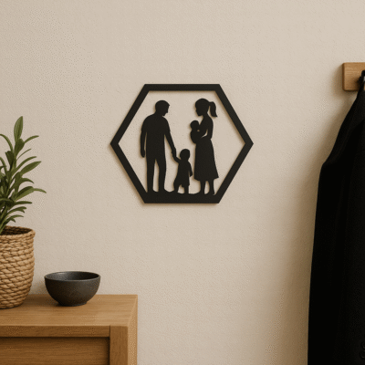 Wanddecoratie Familie in frame – ouders met baby en peuter