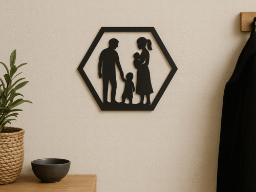 Wanddecoratie Familie in frame – ouders met baby en peuter