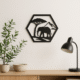 Wanddecoratie Olifant in frame – silhouet met berglandschap