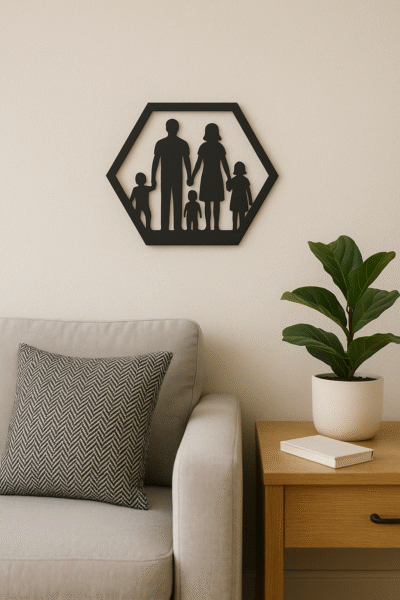 Wanddecoratie Familie in frame – 2 ouders en 3 kinderen
