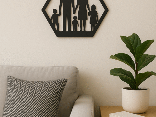 Wanddecoratie Familie in frame – 2 ouders en 3 kinderen