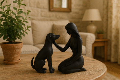 Liefdevolle band – vrouw met hond beeld