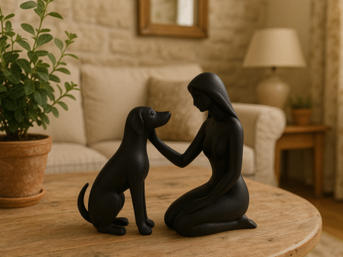 Liefdevolle band – vrouw met hond beeld