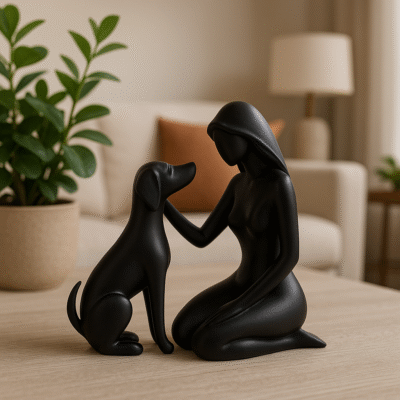 Liefdevolle band – vrouw met hond beeld